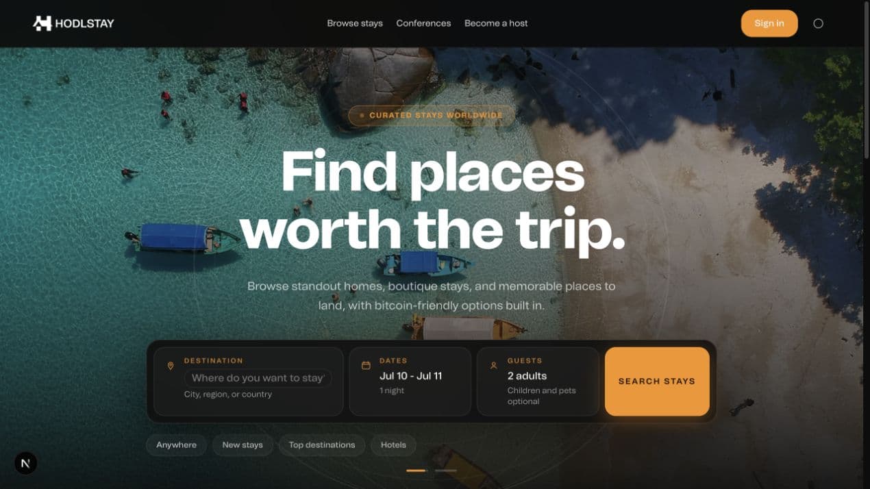 HodlStay global booking marketplace homepage